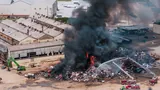 Fire outbreak in a waste sorting center